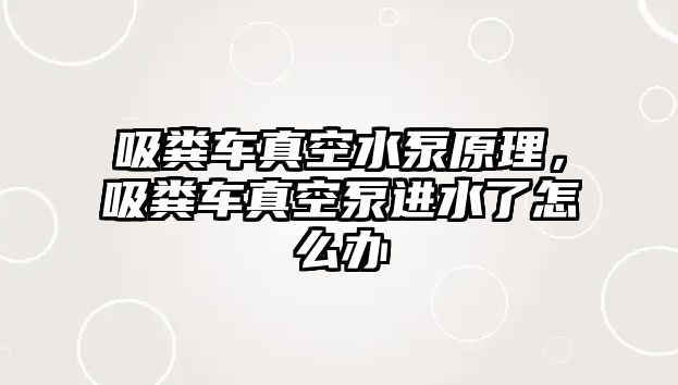 吸糞車真空水泵原理，吸糞車真空泵進(jìn)水了怎么辦