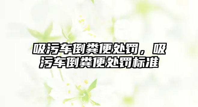 吸污車倒糞便處罰，吸污車倒糞便處罰標(biāo)準(zhǔn)