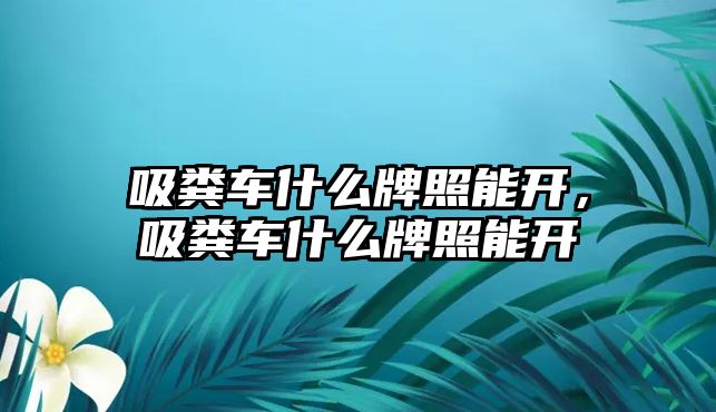 吸糞車什么牌照能開，吸糞車什么牌照能開