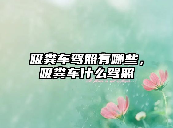 吸糞車駕照有哪些，吸糞車什么駕照