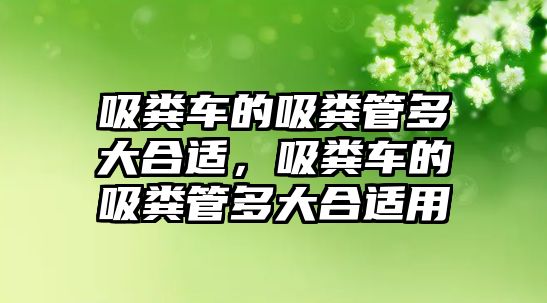 吸糞車的吸糞管多大合適，吸糞車的吸糞管多大合適用