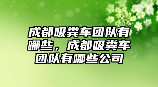 成都吸糞車團隊有哪些，成都吸糞車團隊有哪些公司