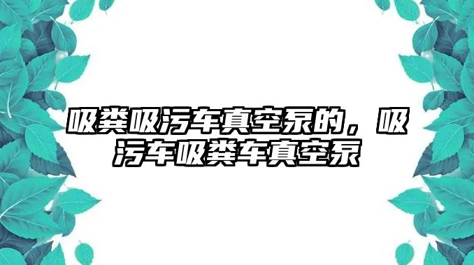 吸糞吸污車真空泵的，吸污車吸糞車真空泵