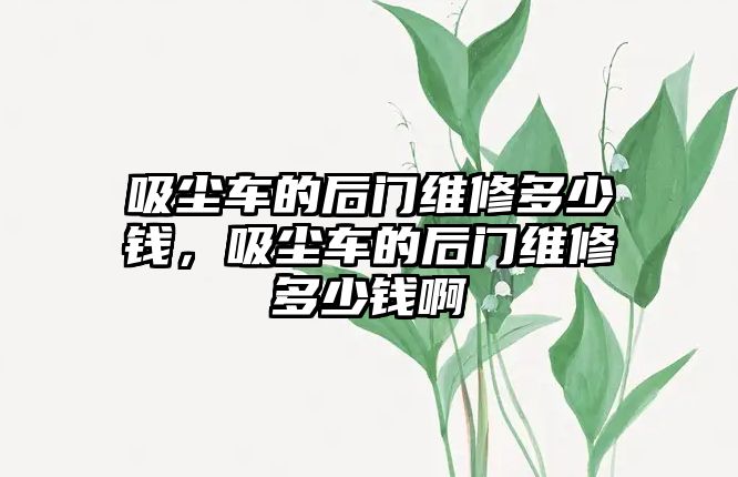 吸塵車的后門維修多少錢，吸塵車的后門維修多少錢啊