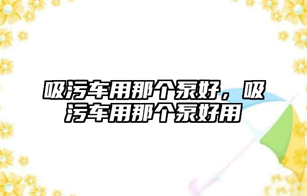 吸污車用那個(gè)泵好，吸污車用那個(gè)泵好用