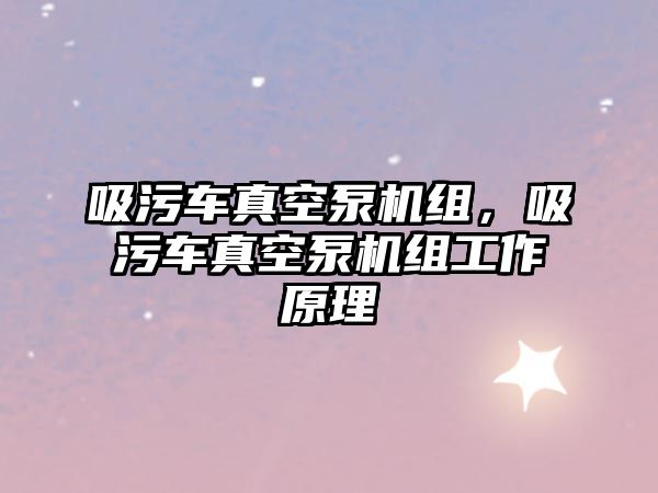 吸污車真空泵機(jī)組，吸污車真空泵機(jī)組工作原理