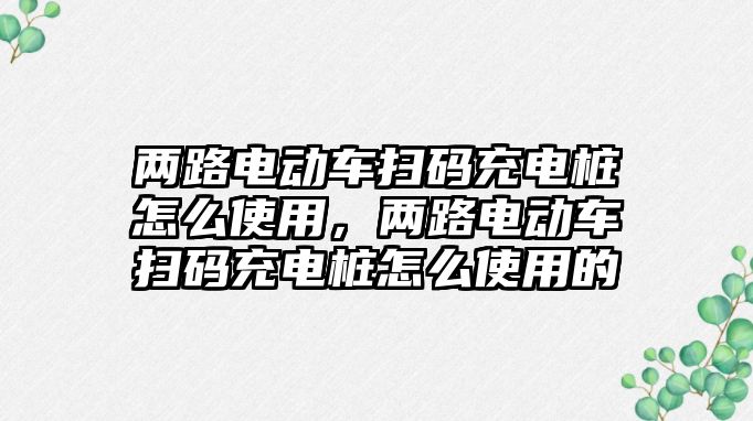 兩路電動車掃碼充電樁怎么使用，兩路電動車掃碼充電樁怎么使用的