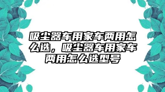 吸塵器車用家車兩用怎么選，吸塵器車用家車兩用怎么選型號(hào)