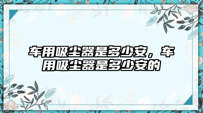 車用吸塵器是多少安，車用吸塵器是多少安的