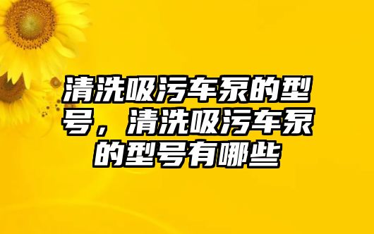 清洗吸污車泵的型號(hào)，清洗吸污車泵的型號(hào)有哪些