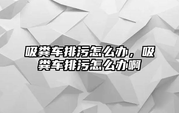 吸糞車排污怎么辦，吸糞車排污怎么辦啊