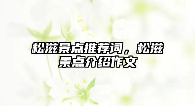 松滋景點(diǎn)推薦詞，松滋景點(diǎn)介紹作文