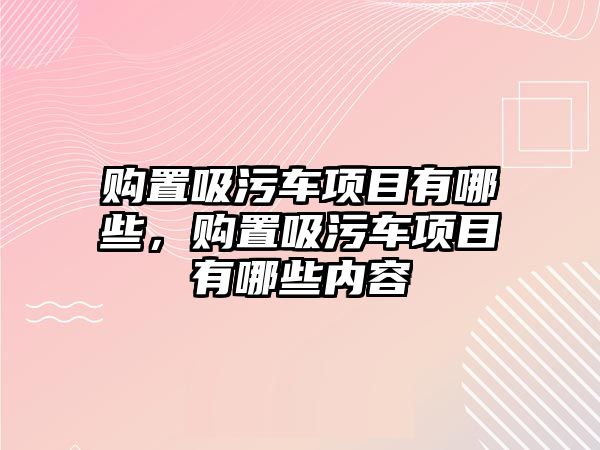 購置吸污車項目有哪些，購置吸污車項目有哪些內容