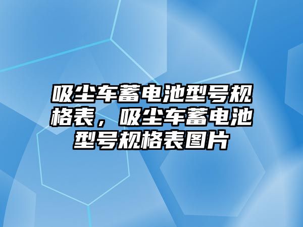 吸塵車蓄電池型號(hào)規(guī)格表，吸塵車蓄電池型號(hào)規(guī)格表圖片