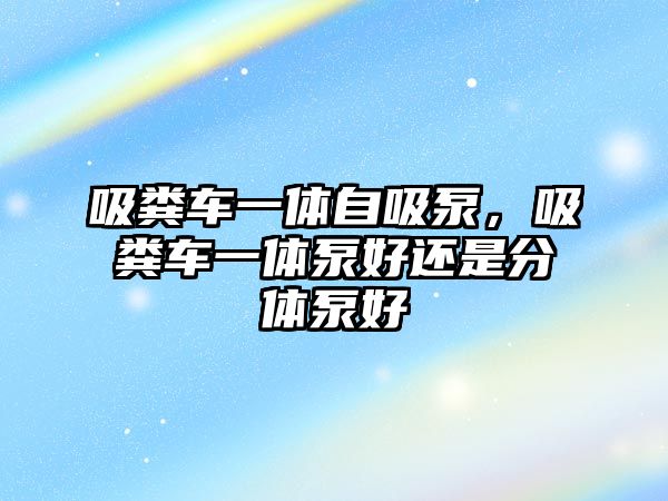 吸糞車一體自吸泵，吸糞車一體泵好還是分體泵好