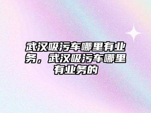 武漢吸污車哪里有業(yè)務(wù)，武漢吸污車哪里有業(yè)務(wù)的