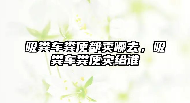 吸糞車糞便都賣哪去，吸糞車糞便賣給誰(shuí)