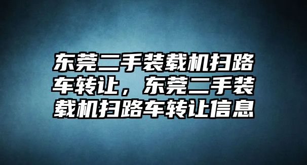 東莞二手裝載機掃路車轉(zhuǎn)讓，東莞二手裝載機掃路車轉(zhuǎn)讓信息