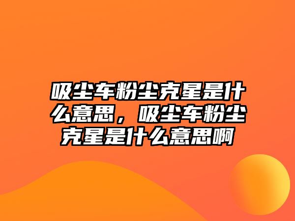 吸塵車粉塵克星是什么意思，吸塵車粉塵克星是什么意思啊