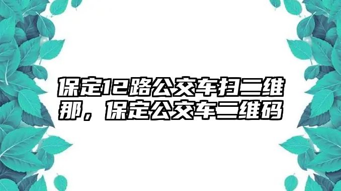 保定12路公交車掃二維那，保定公交車二維碼