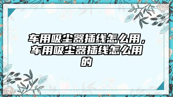 車用吸塵器插線怎么用，車用吸塵器插線怎么用的