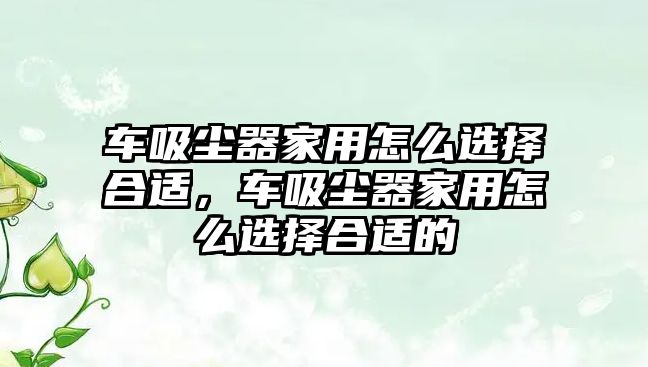 車吸塵器家用怎么選擇合適，車吸塵器家用怎么選擇合適的