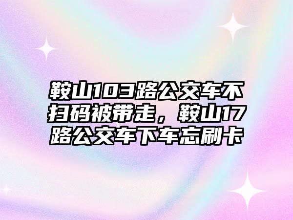 鞍山103路公交車不掃碼被帶走，鞍山17路公交車下車忘刷卡