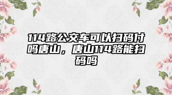 114路公交車可以掃碼付嗎唐山，唐山114路能掃碼嗎