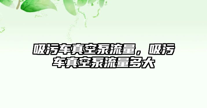 吸污車真空泵流量，吸污車真空泵流量多大