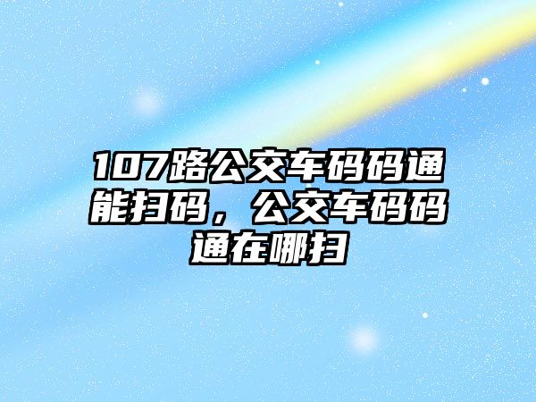 107路公交車碼碼通能掃碼，公交車碼碼通在哪掃