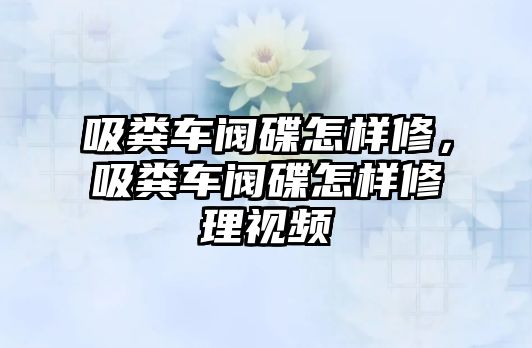 吸糞車閥碟怎樣修，吸糞車閥碟怎樣修理視頻