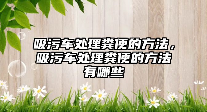 吸污車處理糞便的方法，吸污車處理糞便的方法有哪些