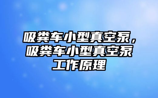 吸糞車小型真空泵，吸糞車小型真空泵工作原理