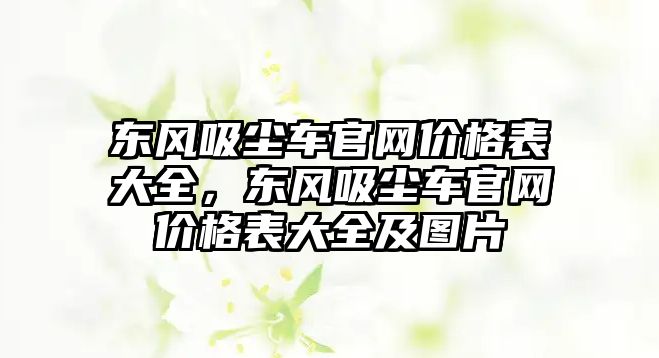 東風(fēng)吸塵車官網(wǎng)價(jià)格表大全，東風(fēng)吸塵車官網(wǎng)價(jià)格表大全及圖片