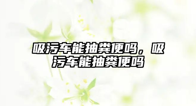 吸污車能抽糞便嗎，吸污車能抽糞便嗎