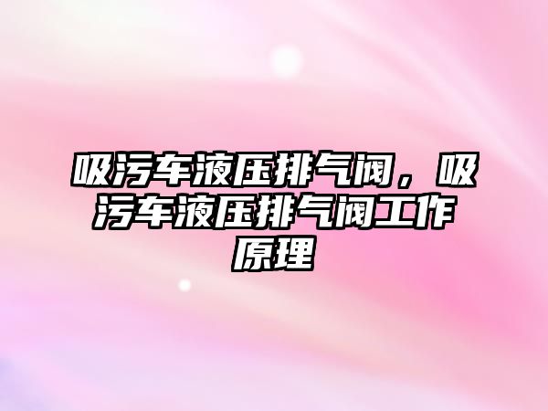 吸污車液壓排氣閥，吸污車液壓排氣閥工作原理