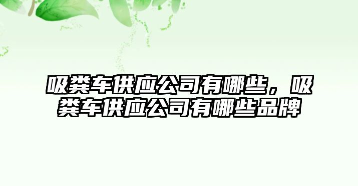 吸糞車供應(yīng)公司有哪些，吸糞車供應(yīng)公司有哪些品牌