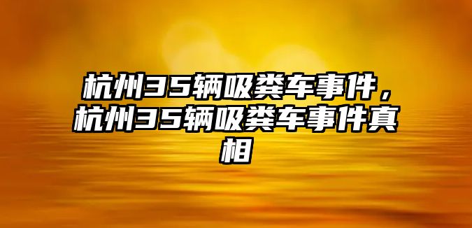 杭州35輛吸糞車事件，杭州35輛吸糞車事件真相