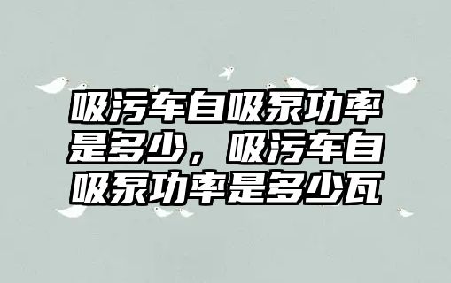 吸污車自吸泵功率是多少，吸污車自吸泵功率是多少瓦