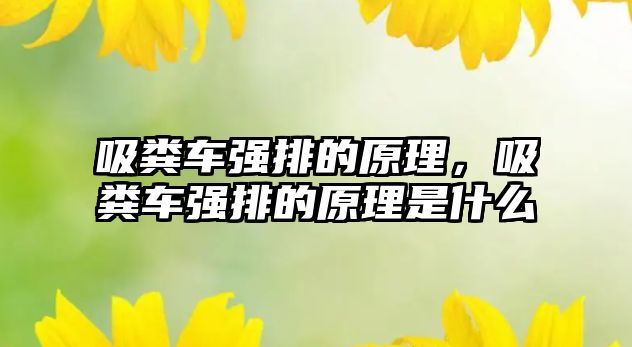 吸糞車強排的原理，吸糞車強排的原理是什么