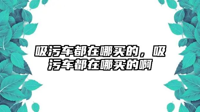 吸污車都在哪買的，吸污車都在哪買的啊