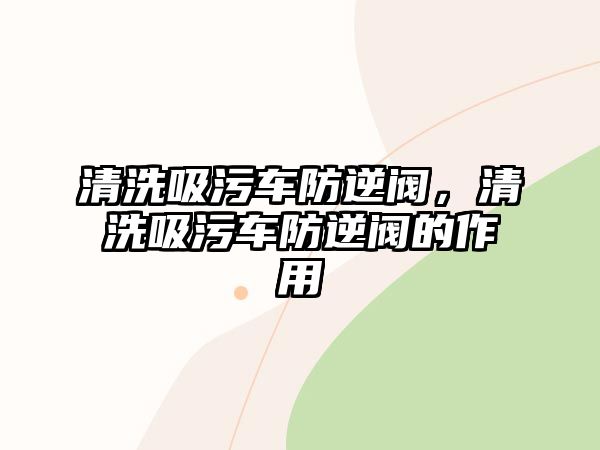 清洗吸污車防逆閥，清洗吸污車防逆閥的作用