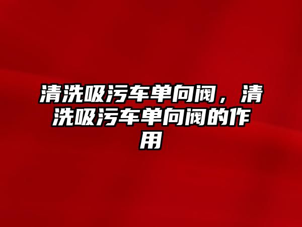 清洗吸污車單向閥，清洗吸污車單向閥的作用