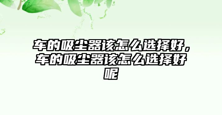 車的吸塵器該怎么選擇好，車的吸塵器該怎么選擇好呢