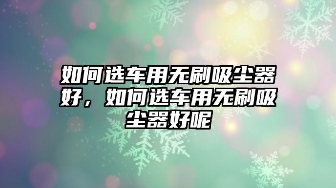 如何選車用無刷吸塵器好，如何選車用無刷吸塵器好呢