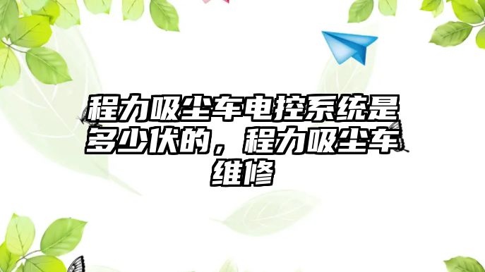 程力吸塵車電控系統(tǒng)是多少伏的，程力吸塵車維修