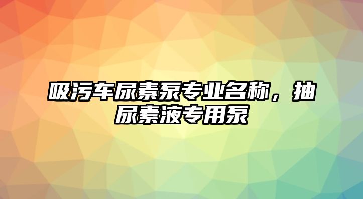 吸污車尿素泵專業(yè)名稱，抽尿素液專用泵