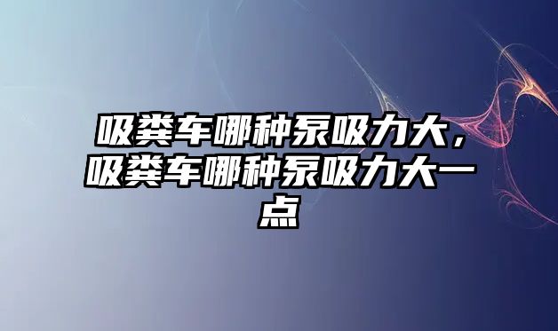 吸糞車哪種泵吸力大，吸糞車哪種泵吸力大一點