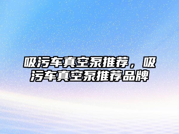 吸污車真空泵推薦，吸污車真空泵推薦品牌