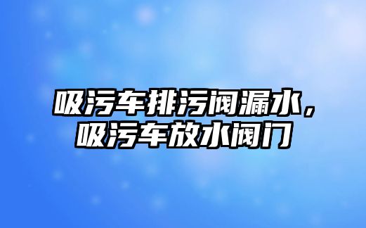 吸污車排污閥漏水，吸污車放水閥門